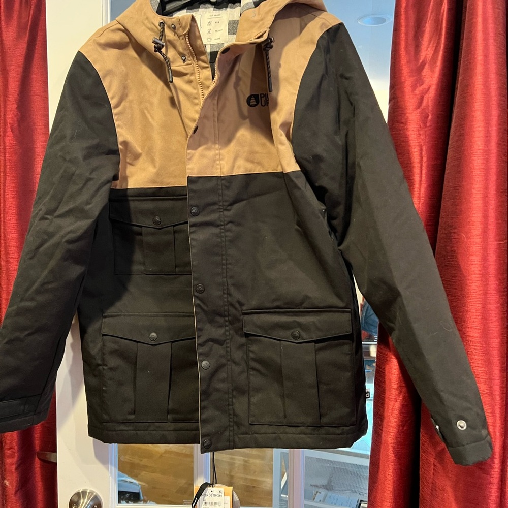 Picture Black and Tan Raincoat with Hood